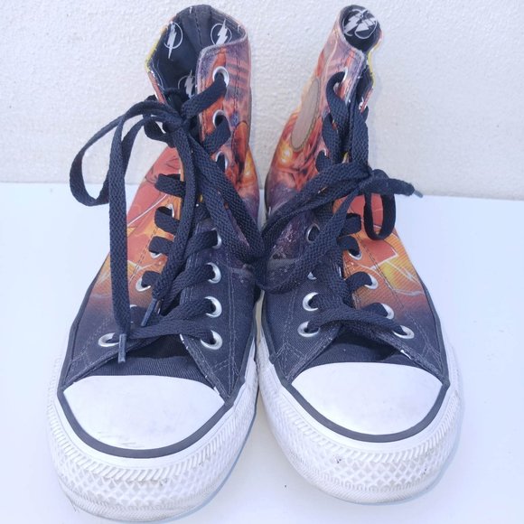 Converse Flash Men's Size 7 Black Red White High Cut Laced Shoes - Picture 2 of 15